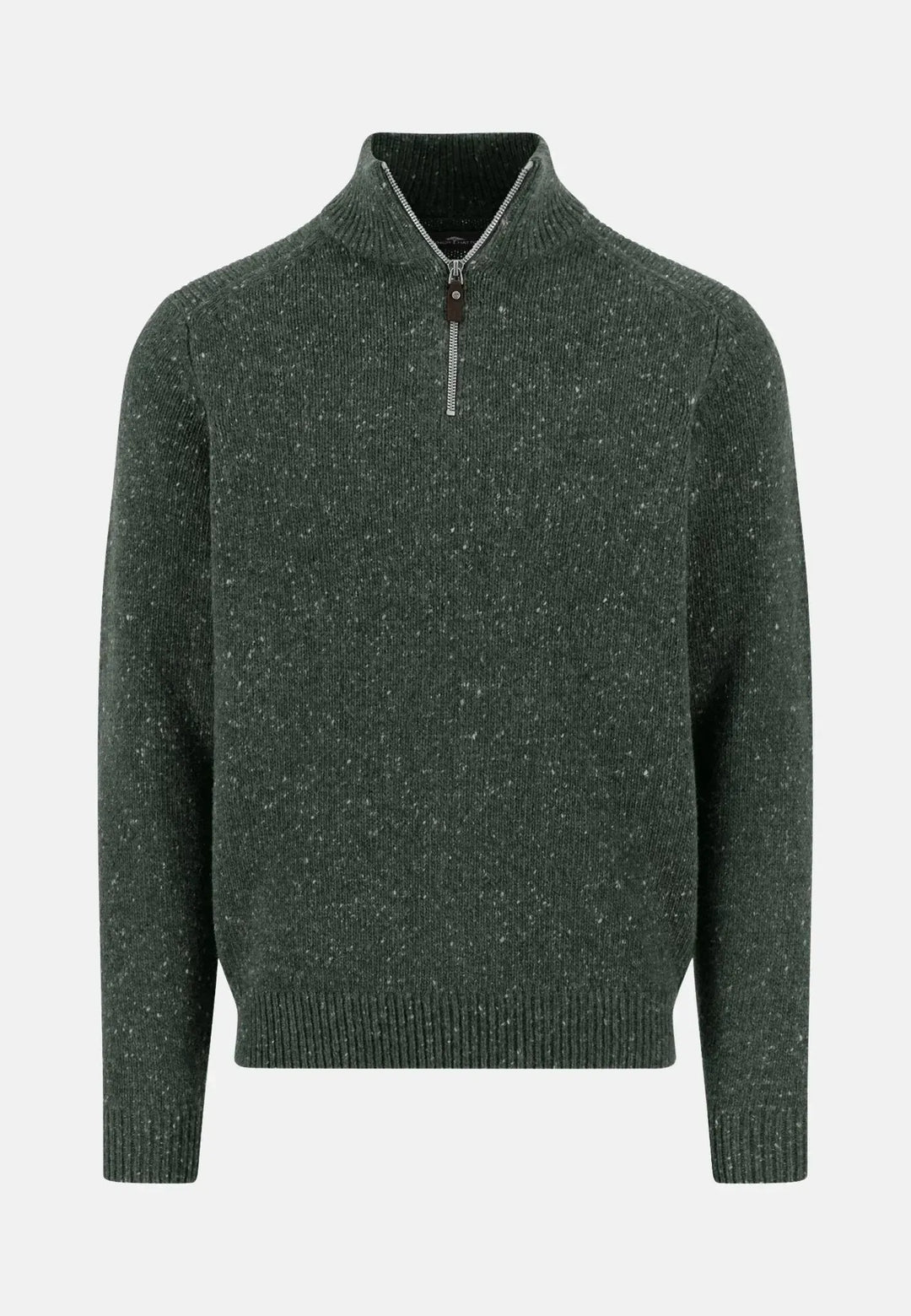 fynch-hatton-Donegal Wool 1/4 Zip Knit Dark Ivy