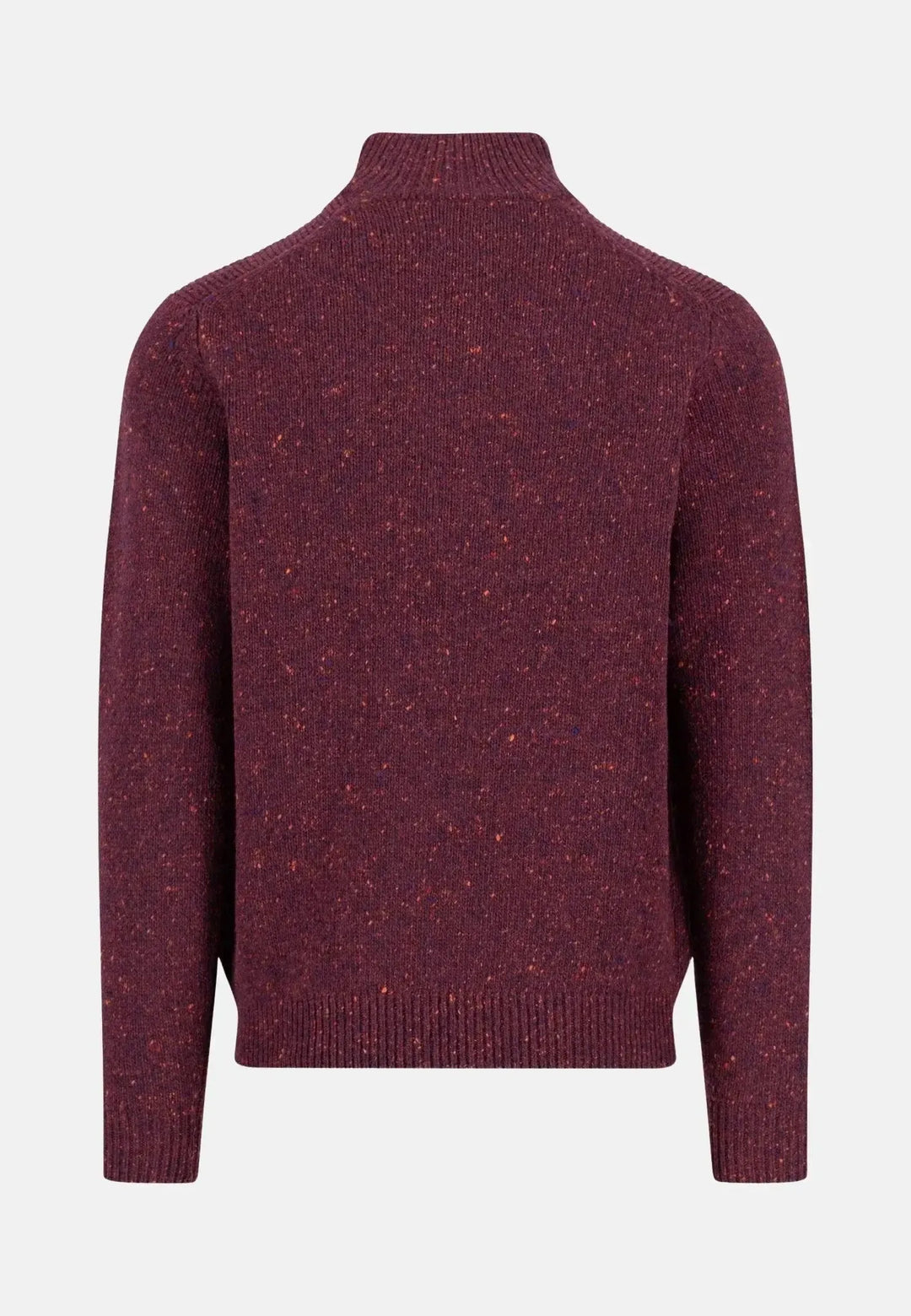 fynch-hatton-Donegal Wool 1/4 Zip Knit Deep Merlot