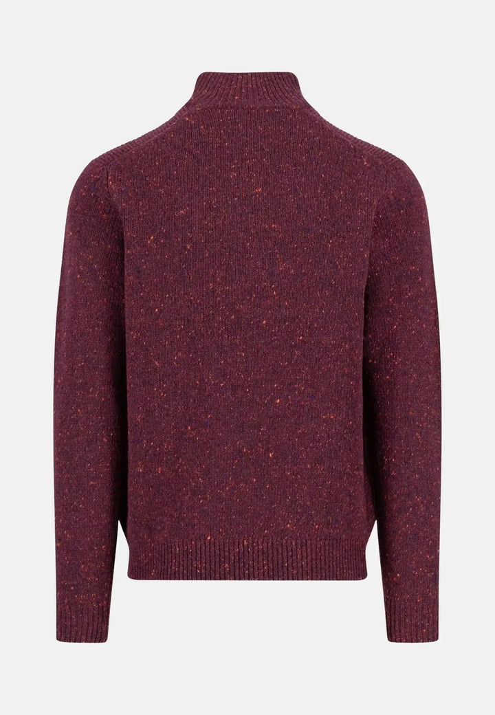fynch-hatton-Donegal Wool 1/4 Zip Knit Deep Merlot