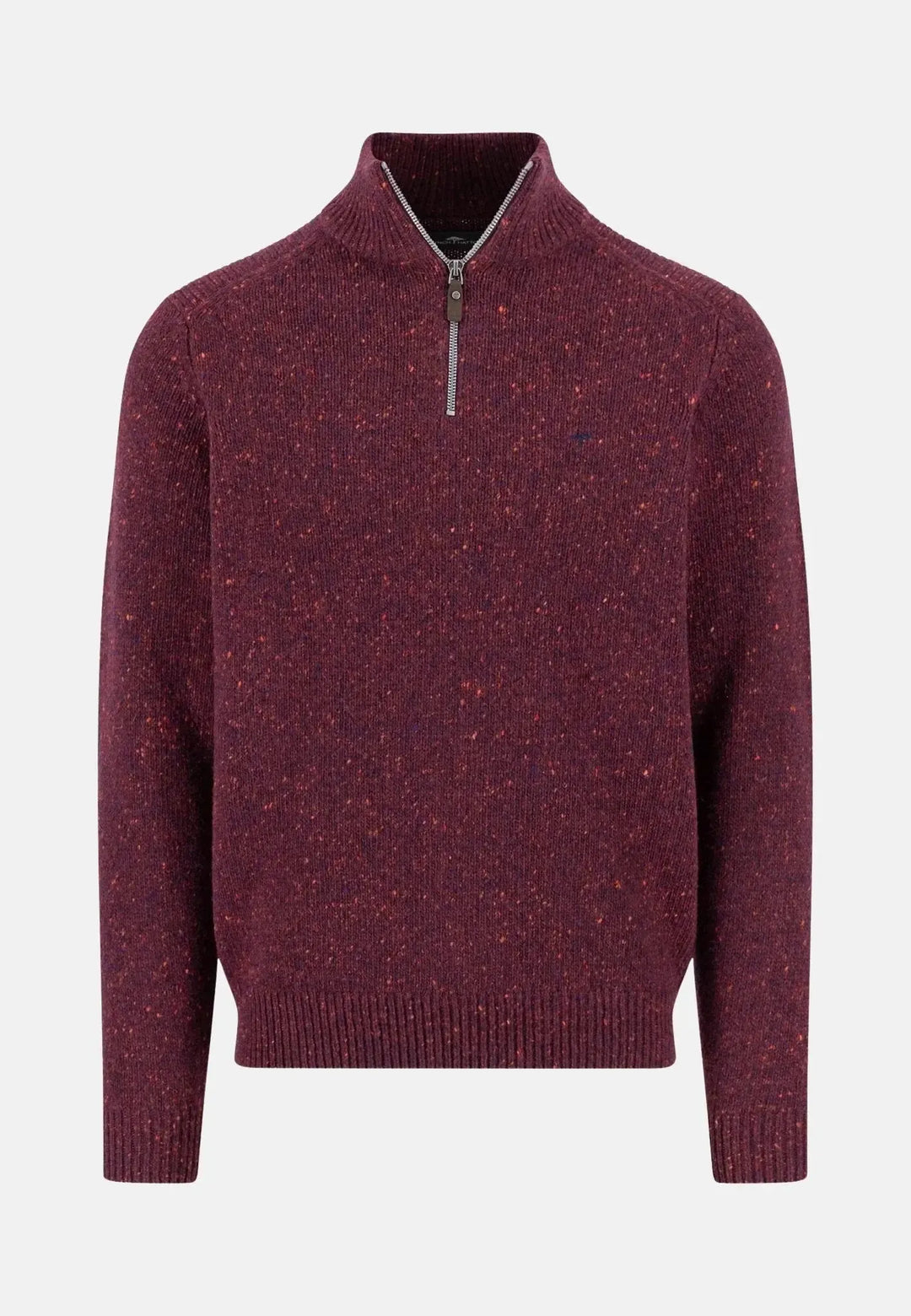 fynch-hatton-Donegal Wool 1/4 Zip Knit Deep Merlot