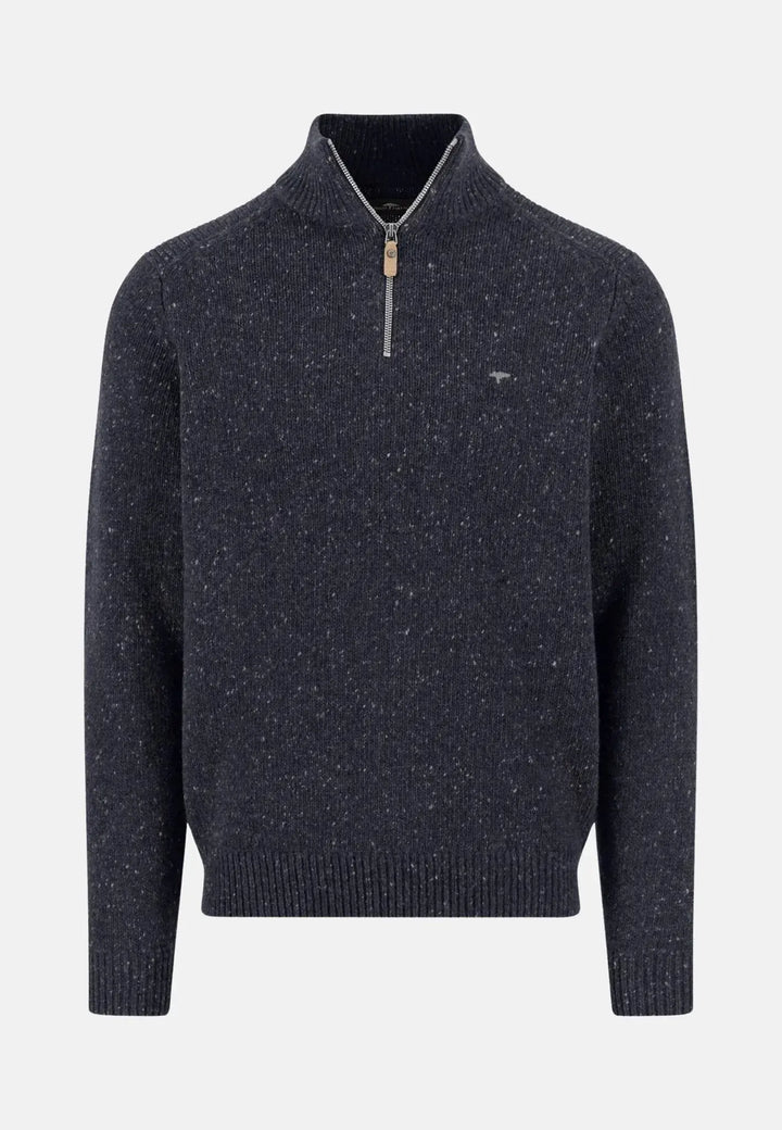 fynch-hatton-Donegal Wool 1/4 Zip Knit Navy