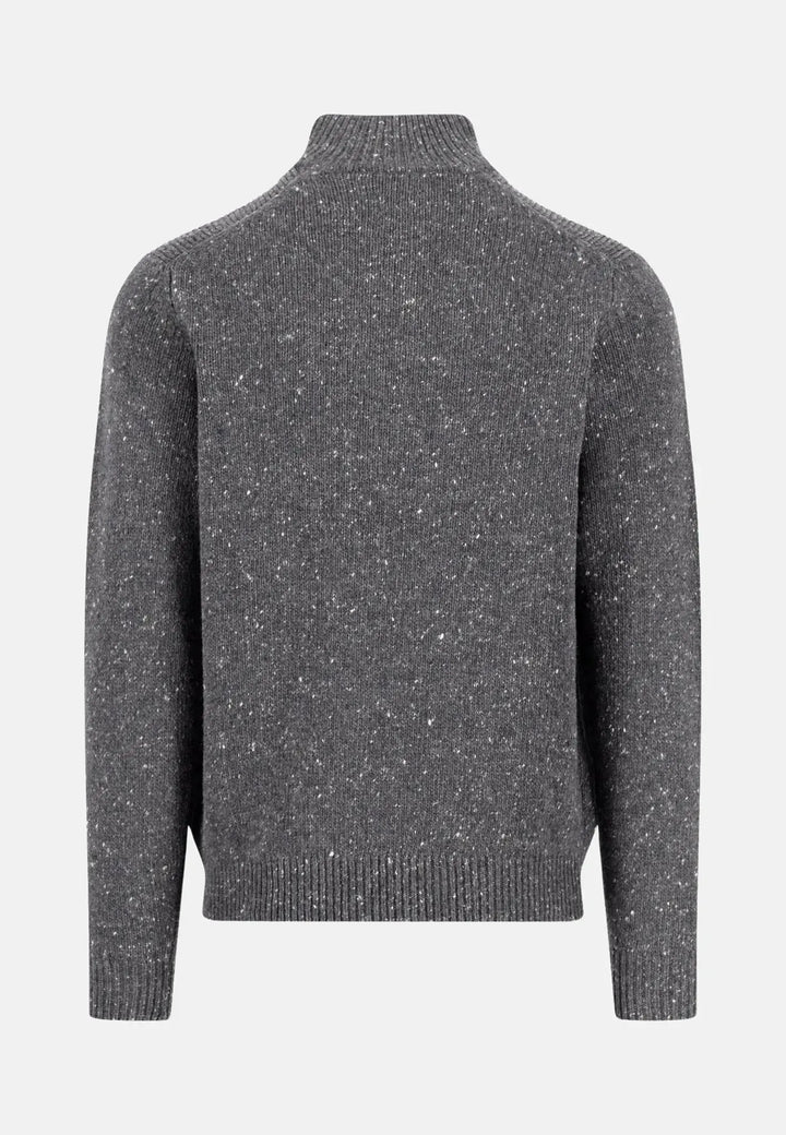fynch-hatton-Donegal Wool 1/4 Zip Knit Steel