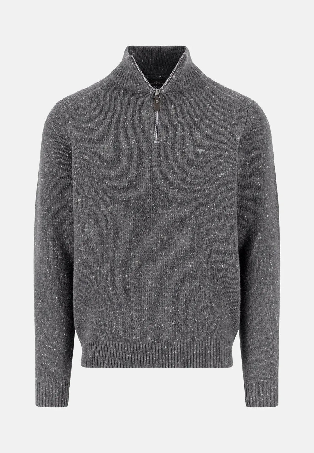 fynch-hatton-Donegal Wool 1/4 Zip Knit Steel