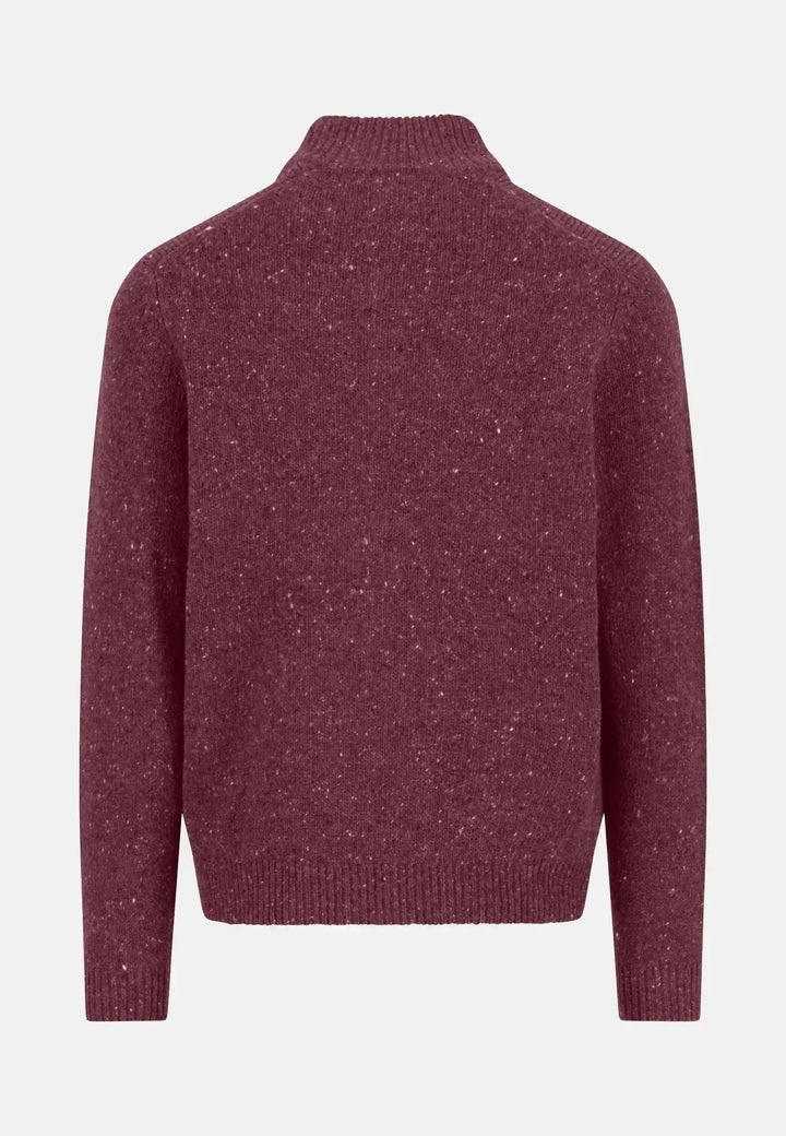 fynch-hatton-Donegal Wool Zip Cardigan Deep Merlot