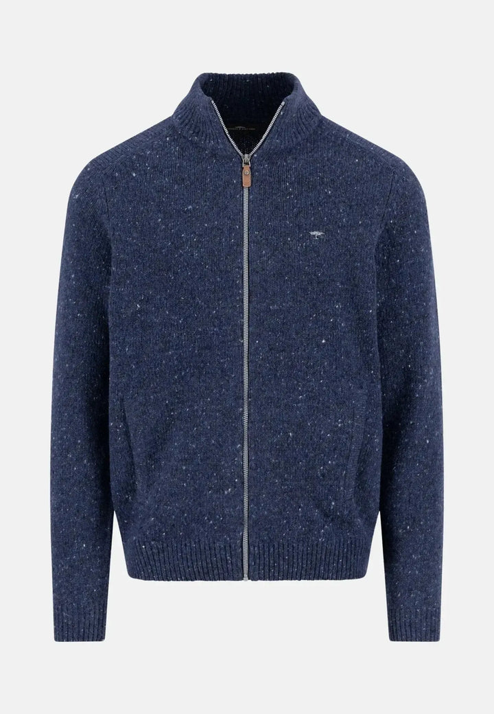 fynch-hatton-Donegal Wool Zip Cardigan Navy