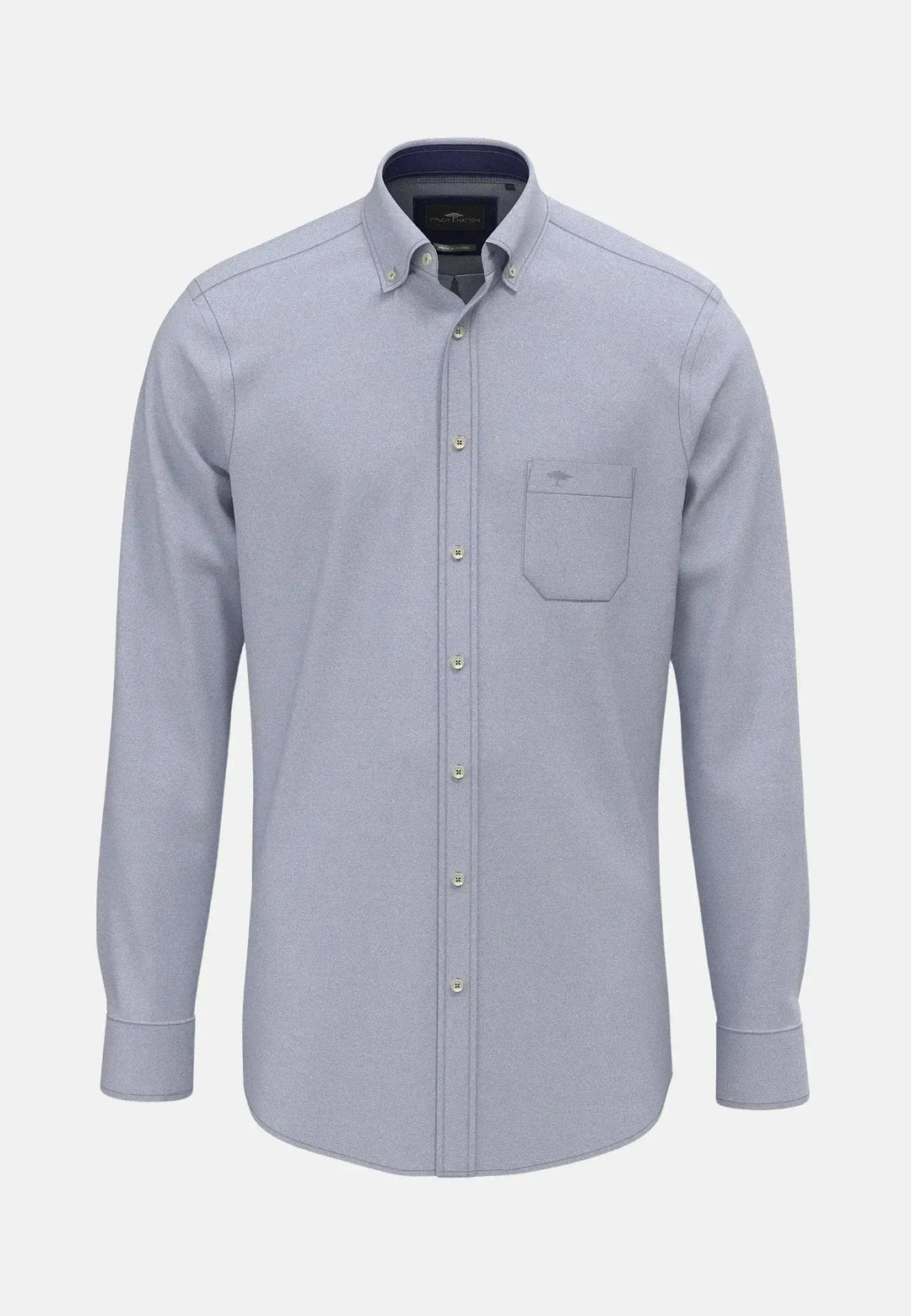 fynch-hatton-Essential Flannel Button Down Shirt Crystal Blue