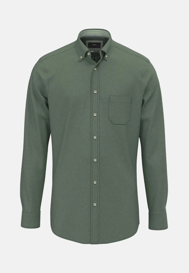 fynch-hatton-Essential Flannel Button Down Shirt Fern