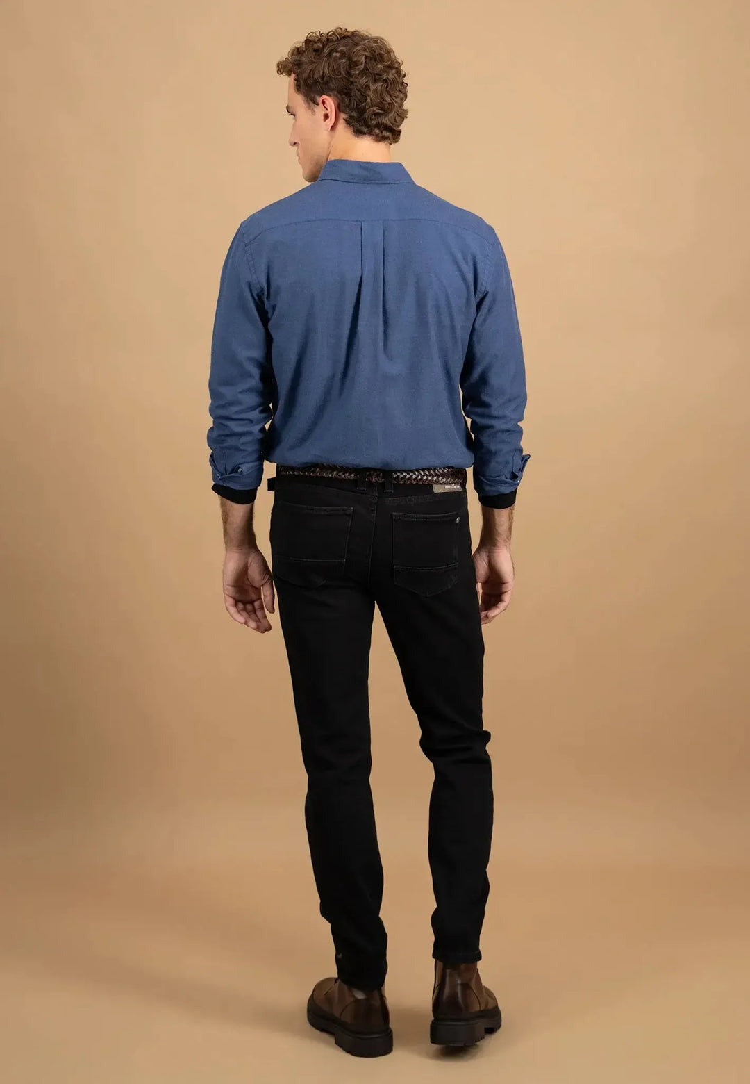 fynch-hatton-Essential Flannel Button Down Shirt Navy