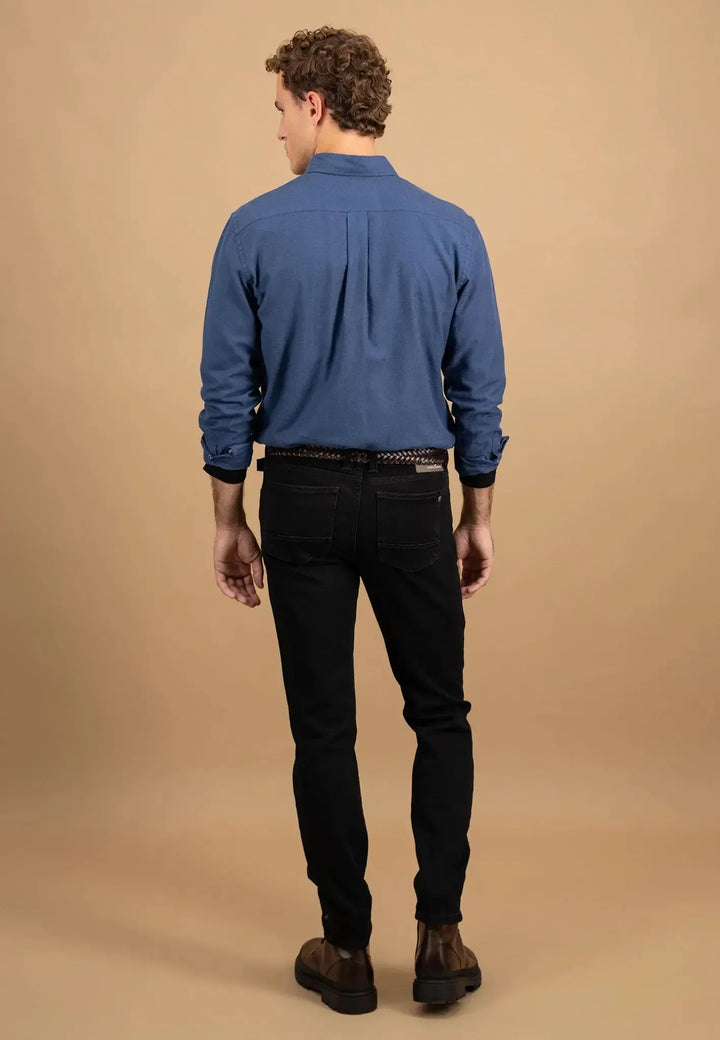fynch-hatton-Essential Flannel Button Down Shirt Navy