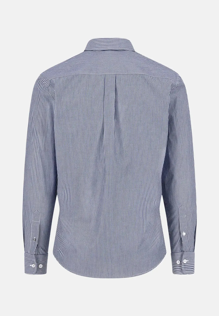fynch-hatton-Essential Striped Kent Collar Shirt Navy