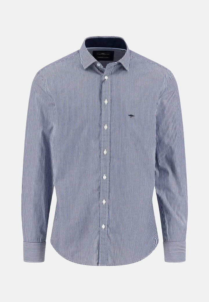 fynch-hatton-Essential Striped Kent Collar Shirt Navy