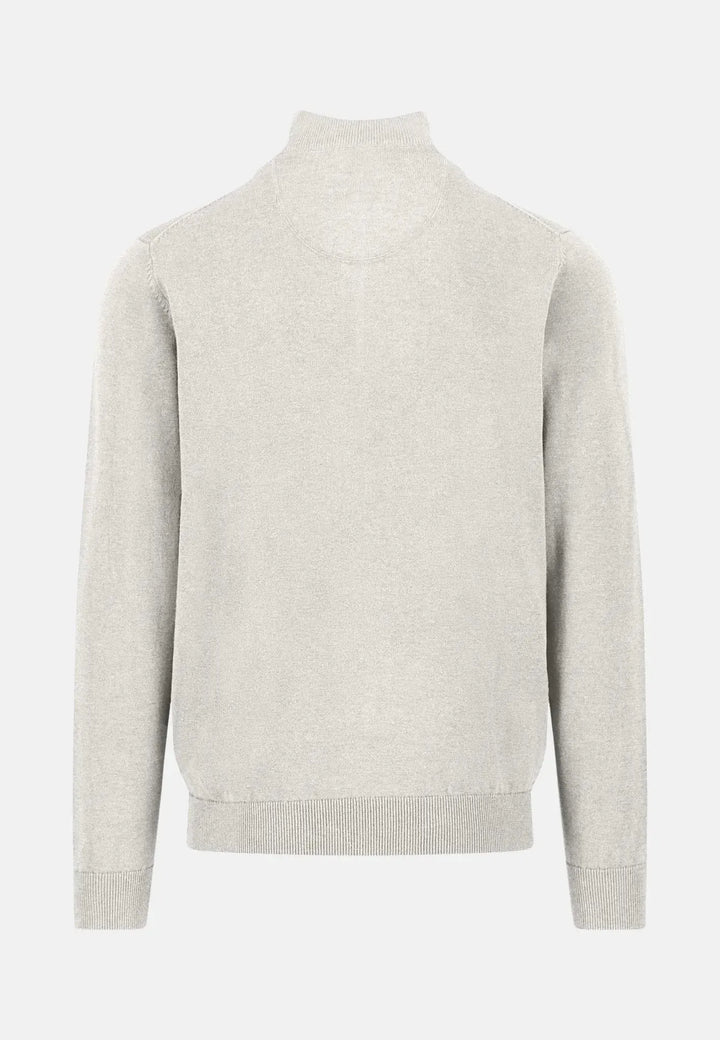fynch-hatton-Fine Knit Cotton 1/4 Zip Antique White