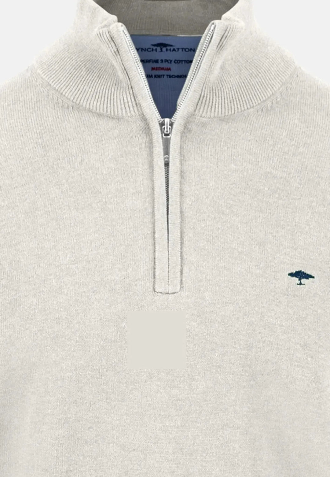 fynch-hatton-Fine Knit Cotton 1/4 Zip Antique White