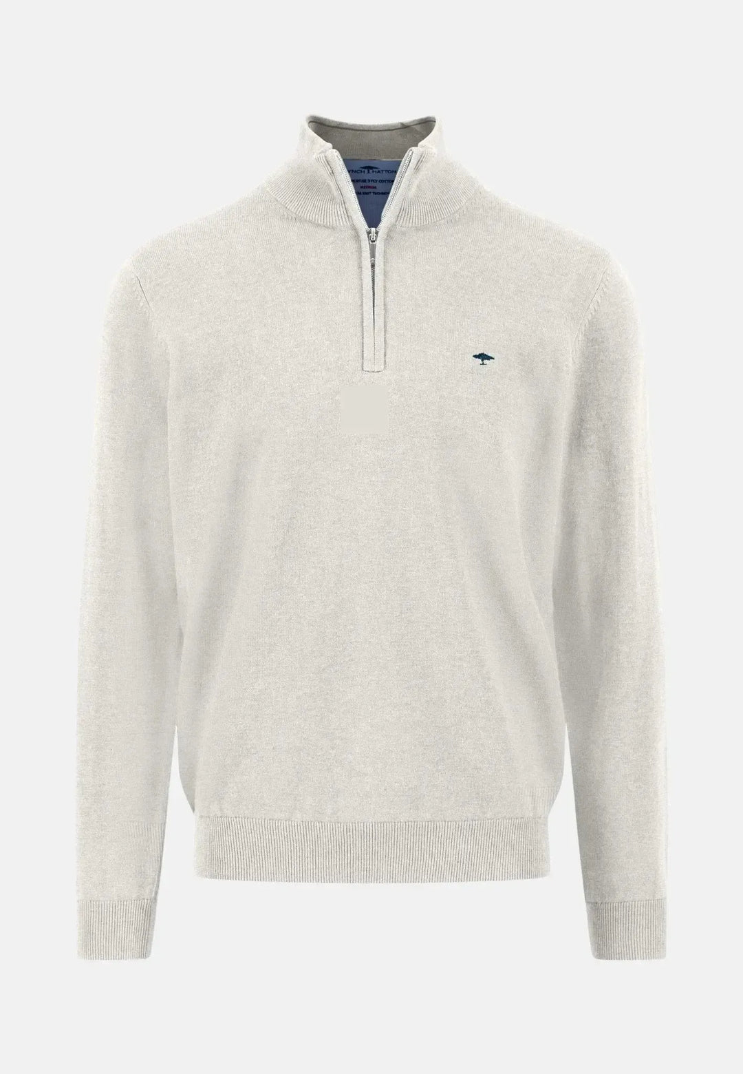 fynch-hatton-Fine Knit Cotton 1/4 Zip Antique White