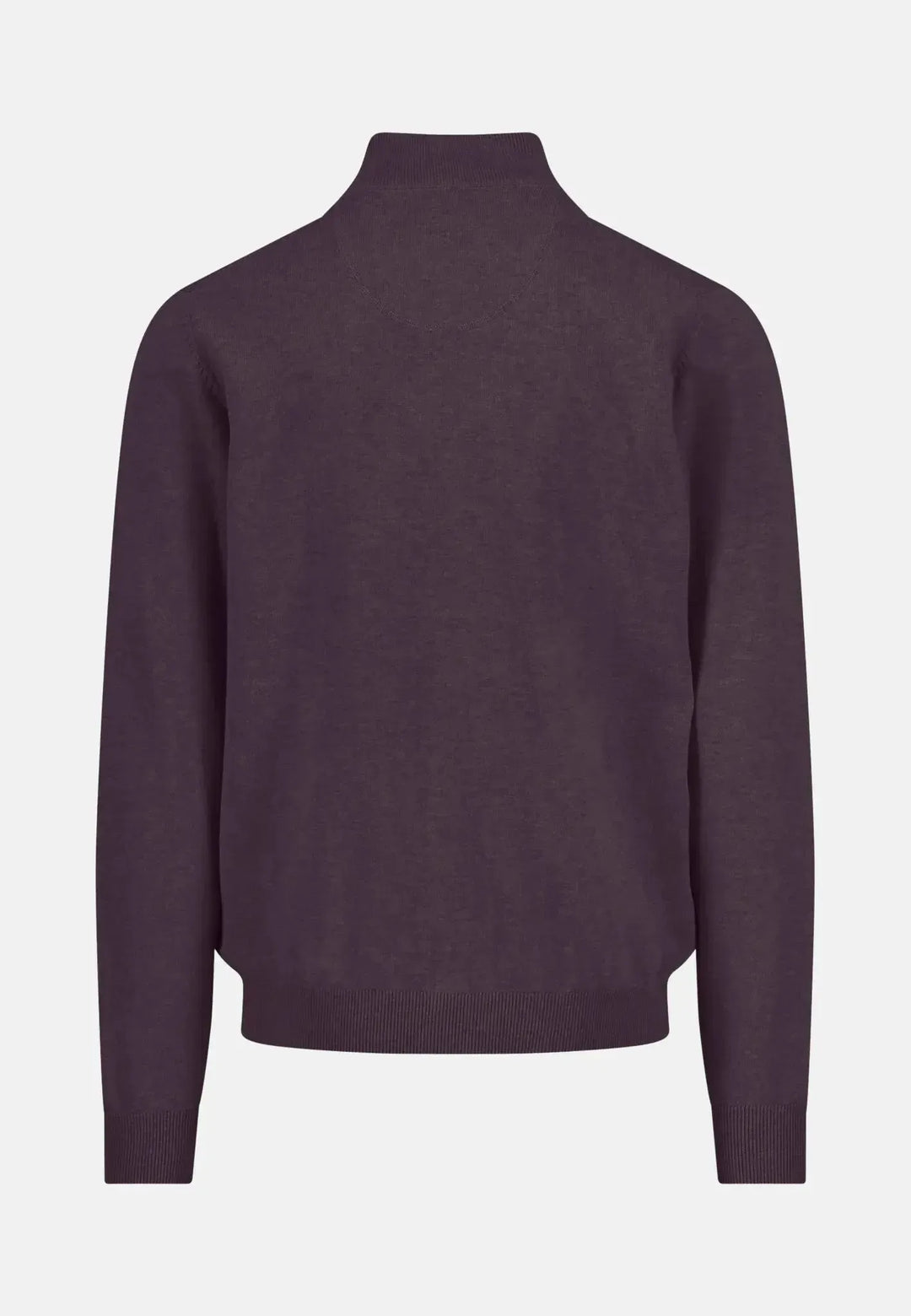 fynch-hatton-Fine Knit Cotton 1/4 Zip Aubergine