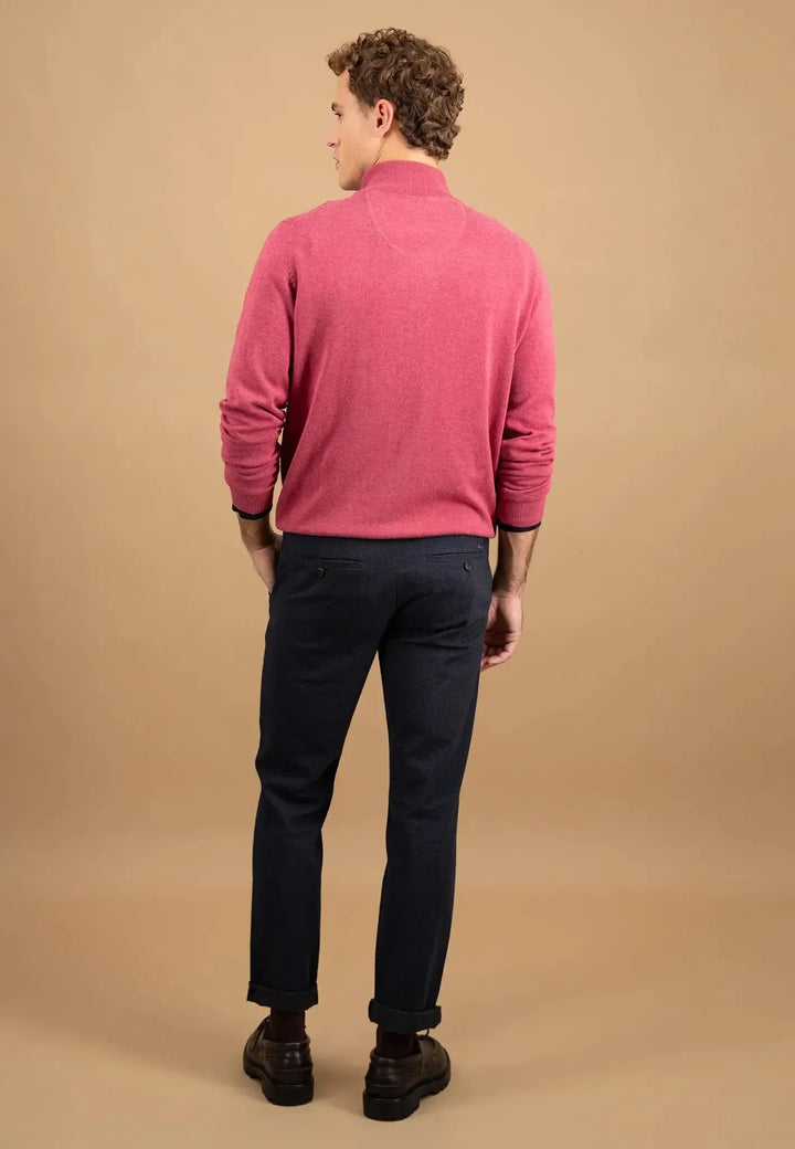 fynch-hatton-Fine Knit Cotton 1/4 Zip Berry