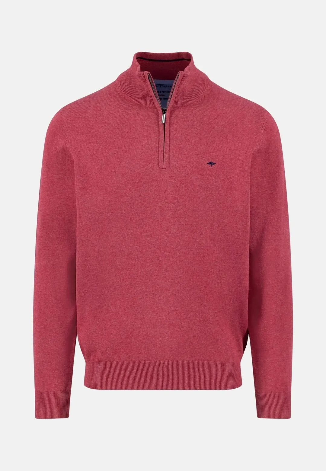 fynch-hatton-Fine Knit Cotton 1/4 Zip Berry
