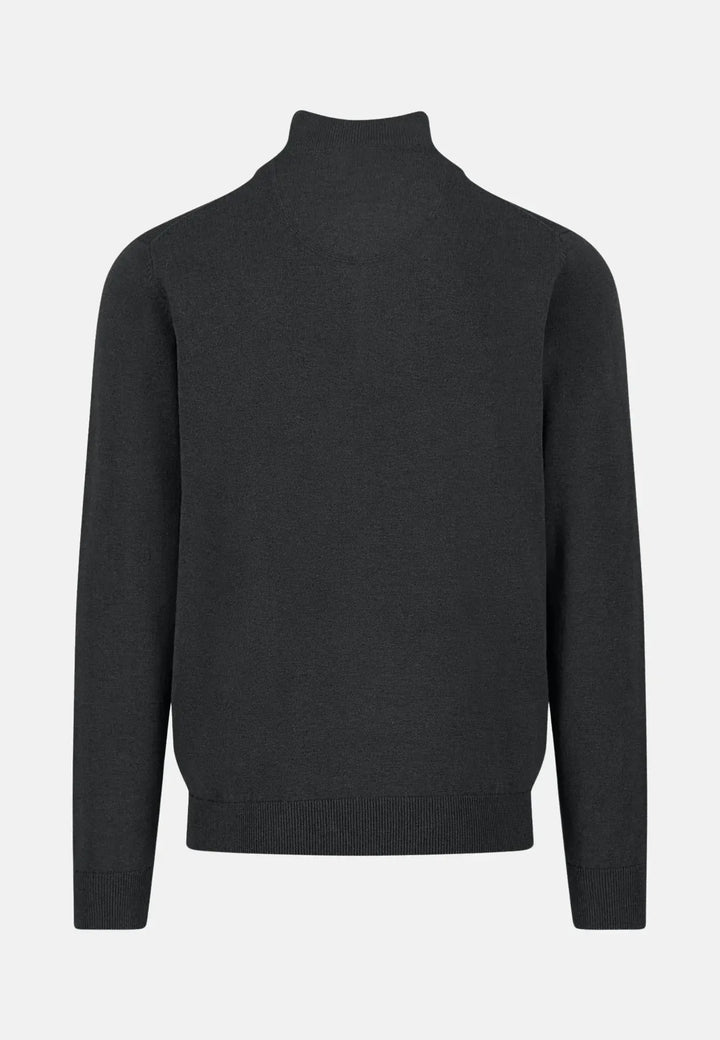 fynch-hatton-Fine Knit Cotton 1/4 Zip Black