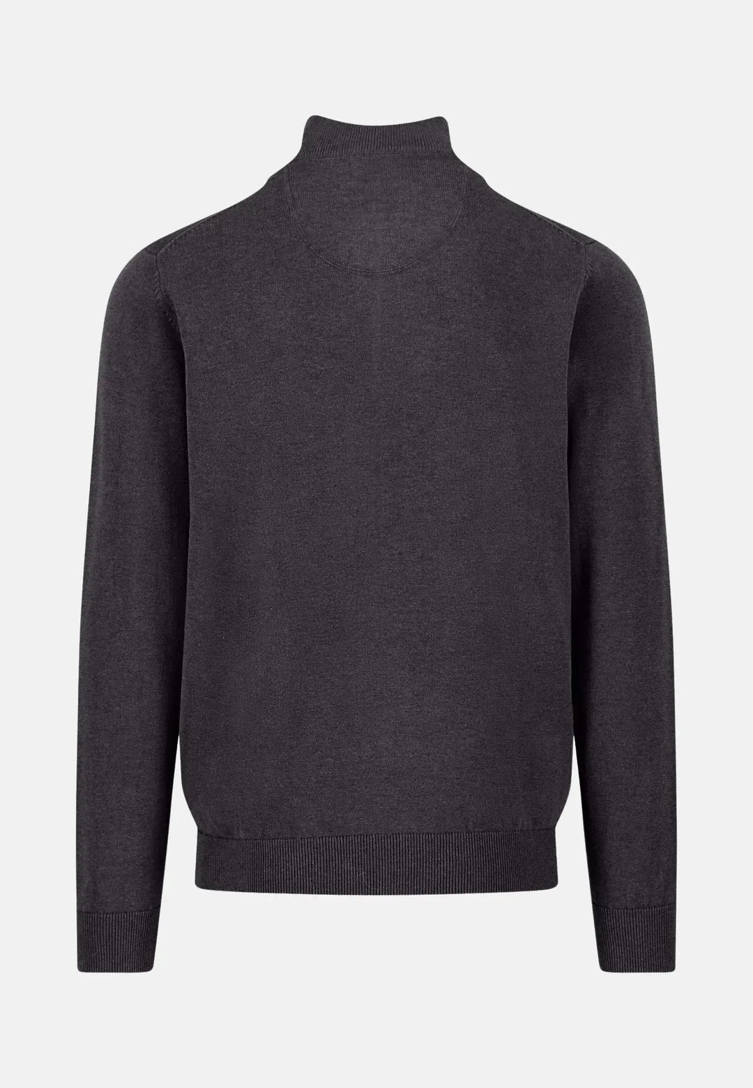 fynch-hatton-Fine Knit Cotton 1/4 Zip Charcoal