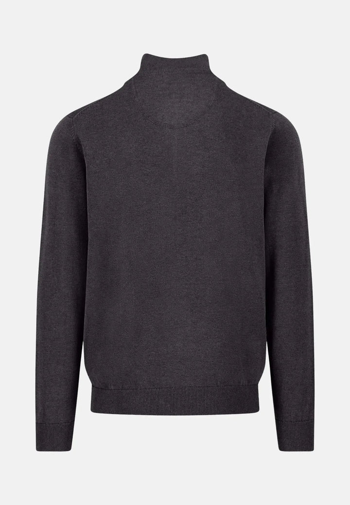 fynch-hatton-Fine Knit Cotton 1/4 Zip Charcoal