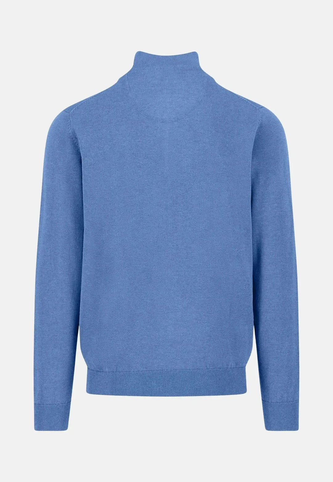 fynch-hatton-Fine Knit Cotton 1/4 Zip Crystal Blue