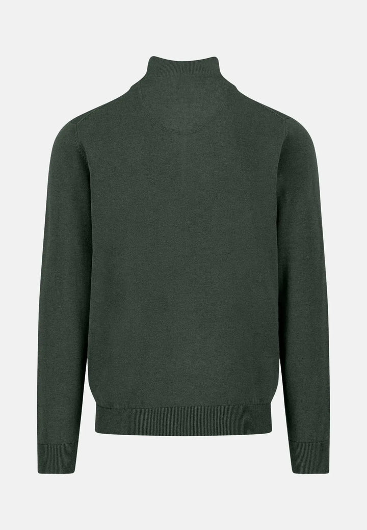 fynch-hatton-Fine Knit Cotton 1/4 Zip Dark Ivy