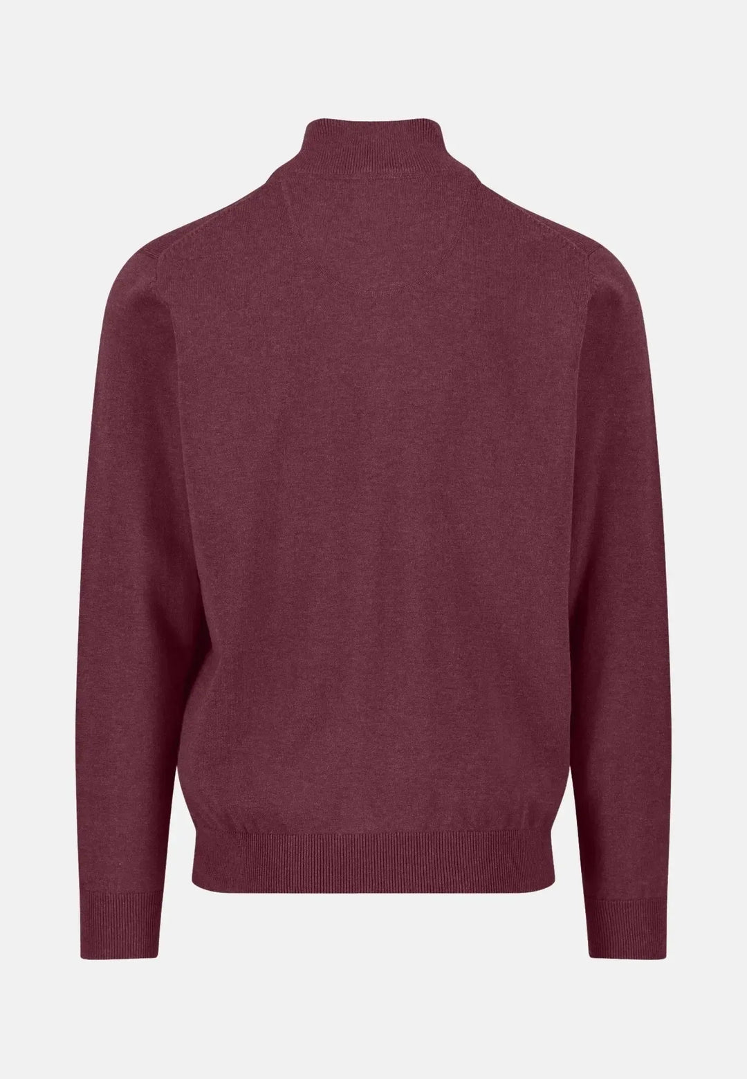 fynch-hatton-Fine Knit Cotton 1/4 Zip Deep Merlot