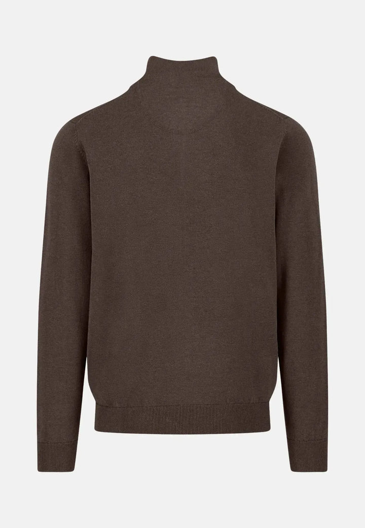 fynch-hatton-Fine Knit Cotton 1/4 Zip Earth