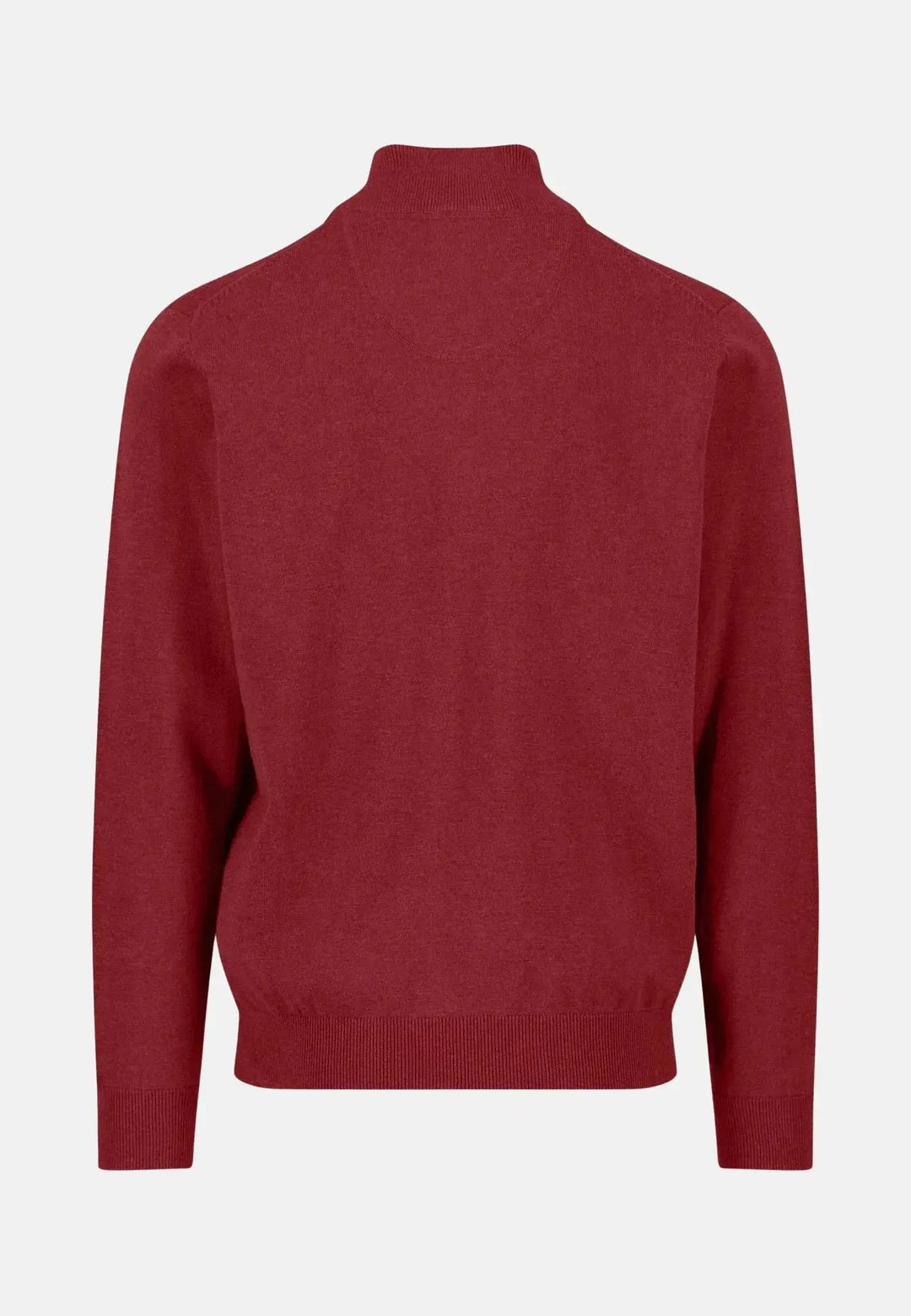 fynch-hatton-Fine Knit Cotton 1/4 Zip Garnet Red
