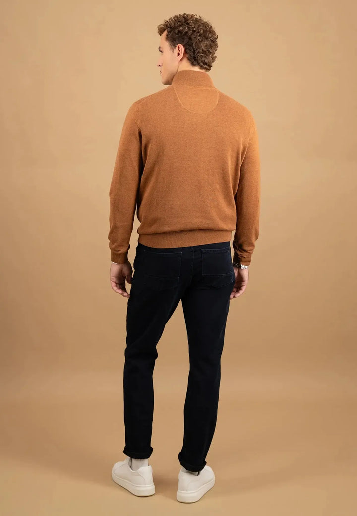 fynch-hatton-Fine Knit Cotton 1/4 Zip Hazel