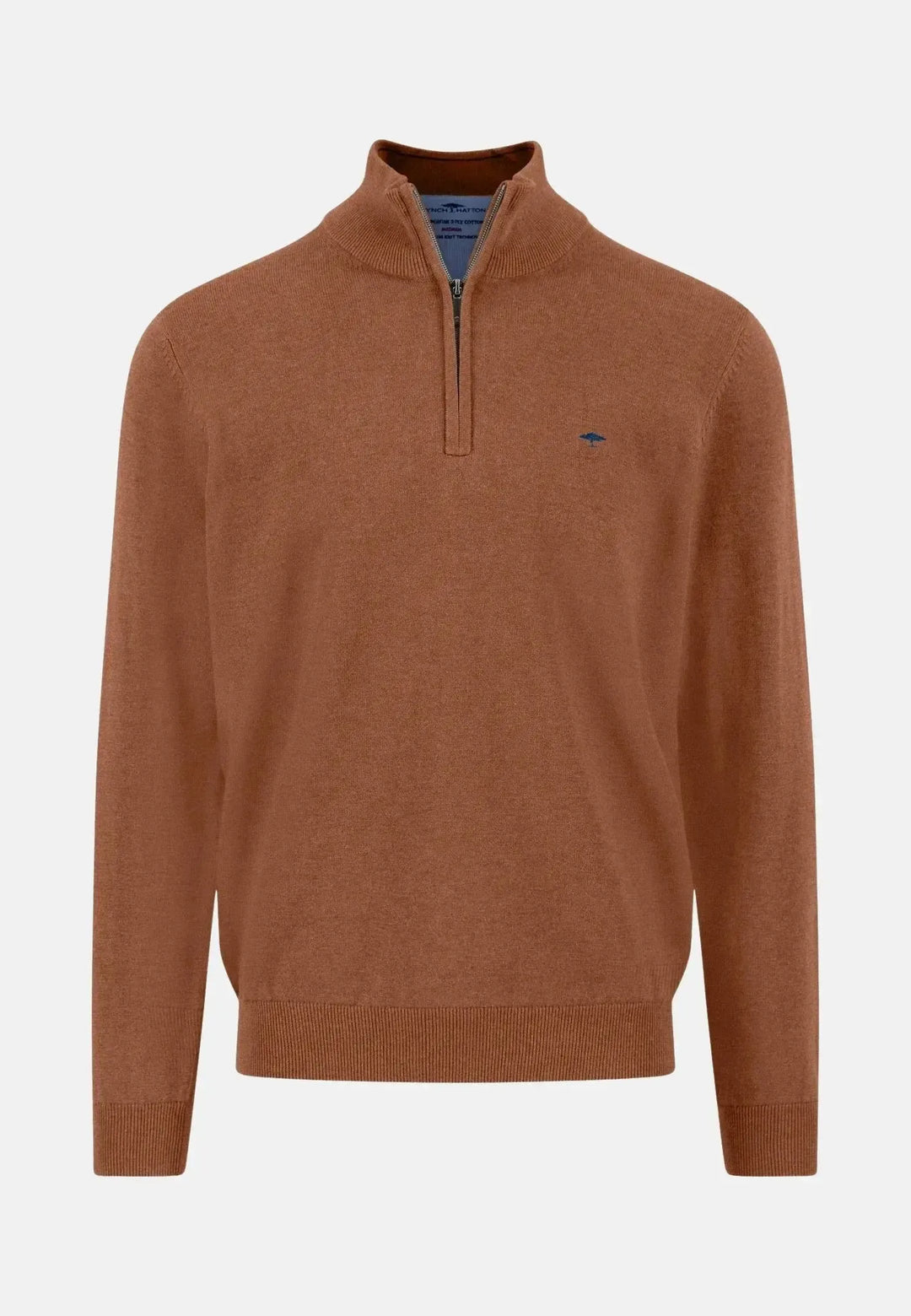 fynch-hatton-Fine Knit Cotton 1/4 Zip Hazel