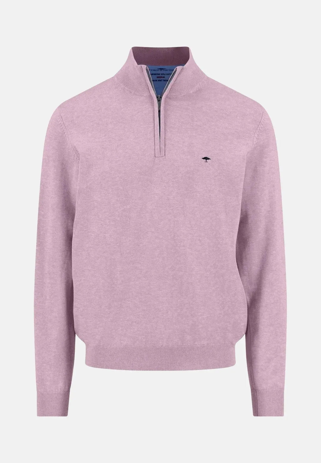 fynch-hatton-Fine Knit Cotton 1/4 Zip Magnolia