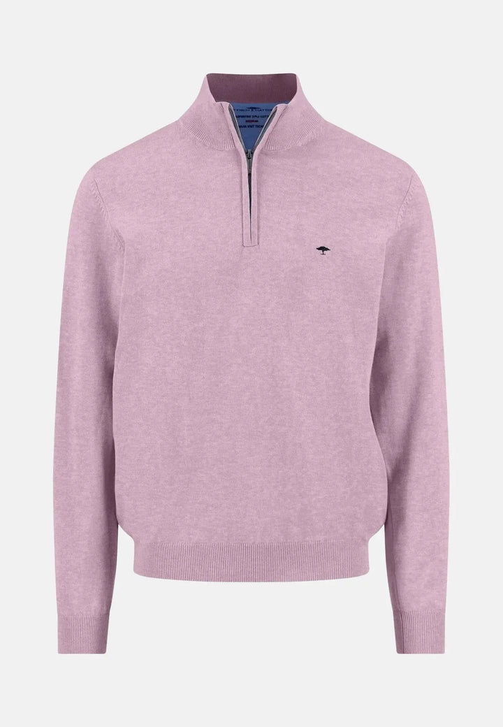 fynch-hatton-Fine Knit Cotton 1/4 Zip Magnolia