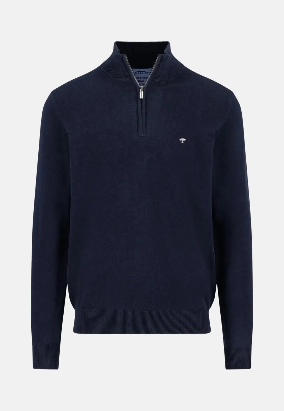 fynch-hatton-Fine Knit Cotton 1/4 Zip Navy
