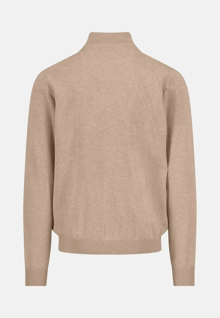 fynch-hatton-Fine Knit Cotton 1/4 Zip Taupe