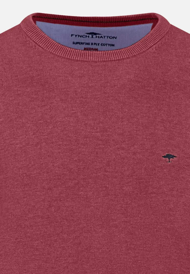 fynch-hatton-Fine Knit Cotton Crewneck Berry