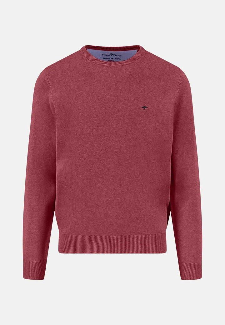fynch-hatton-Fine Knit Cotton Crewneck Berry