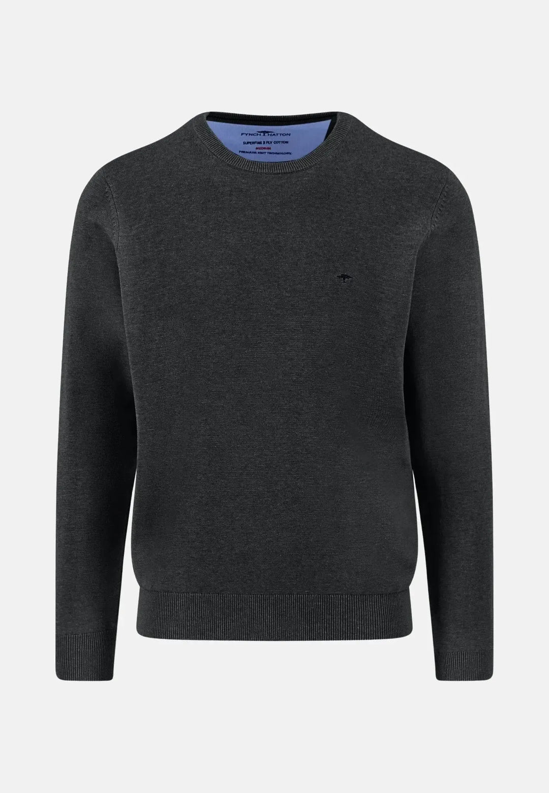 fynch-hatton-Fine Knit Cotton Crewneck Black