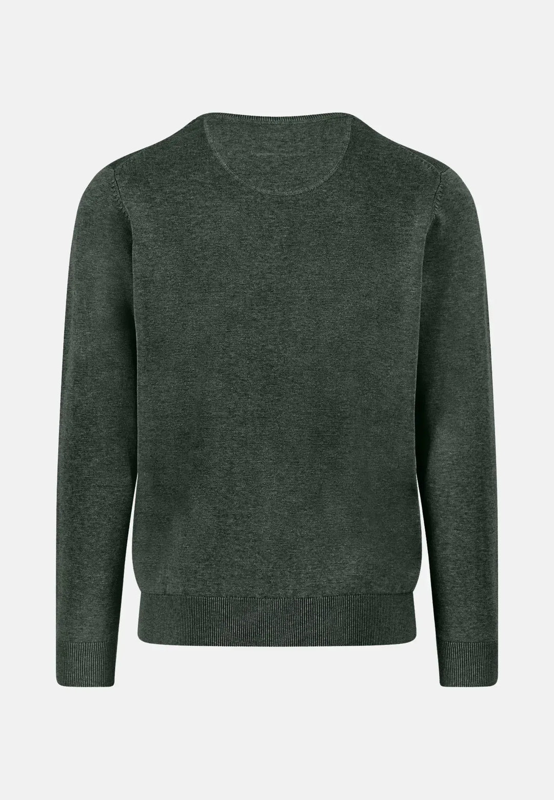 fynch-hatton-Fine Knit Cotton Crewneck Dark Ivy
