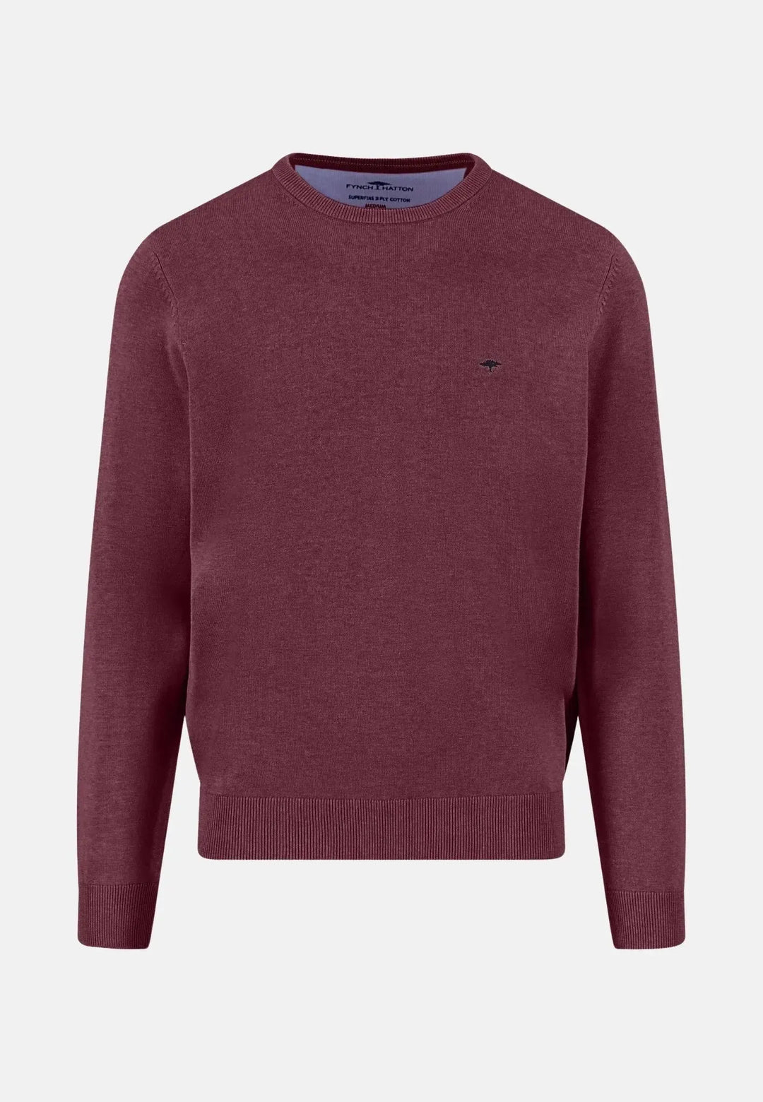 fynch-hatton-Fine Knit Cotton Crewneck Deep Merlot