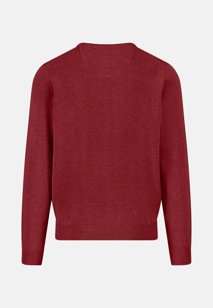 fynch-hatton-Fine Knit Cotton Crewneck Garnet Red