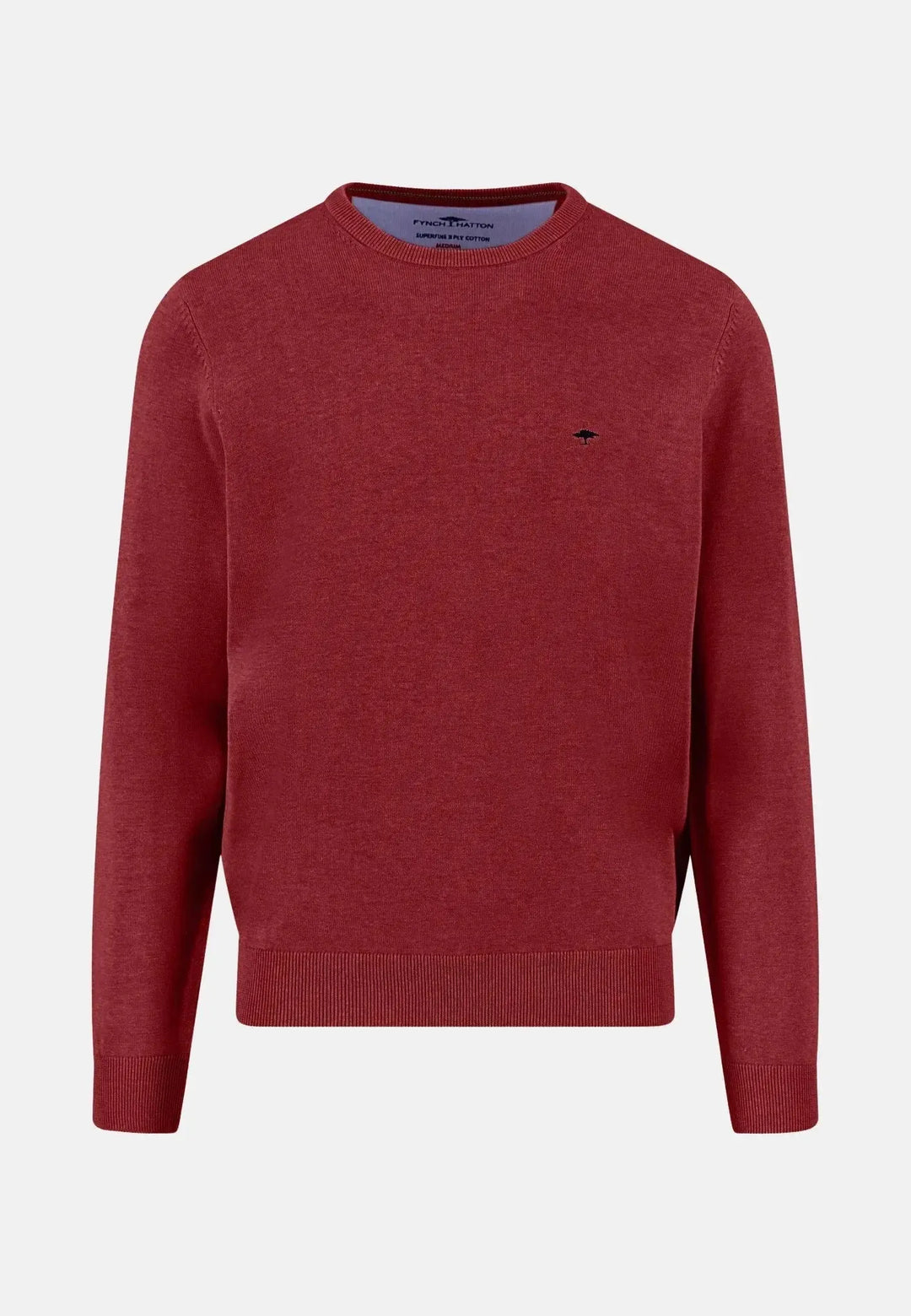 fynch-hatton-Fine Knit Cotton Crewneck Garnet Red