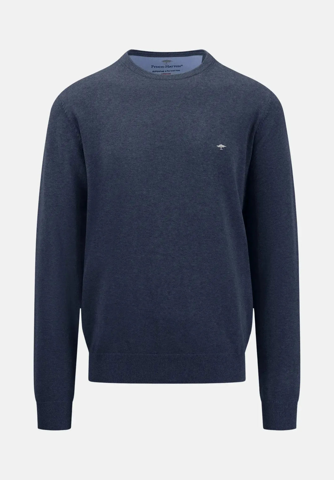 fynch-hatton-Fine Knit Cotton Crewneck Navy