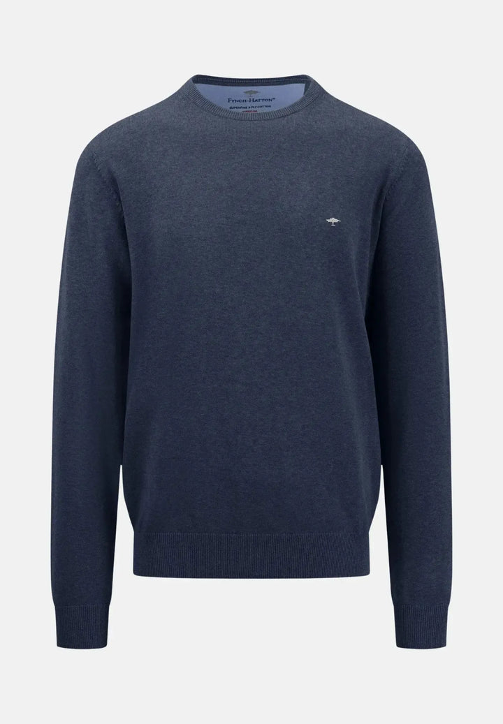 fynch-hatton-Fine Knit Cotton Crewneck Navy