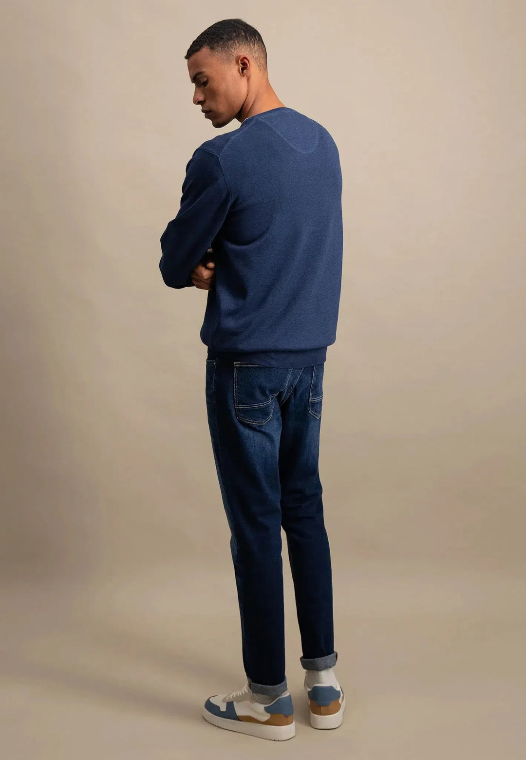 fynch-hatton-Fine Knit V-Neck Cotton Knit Night