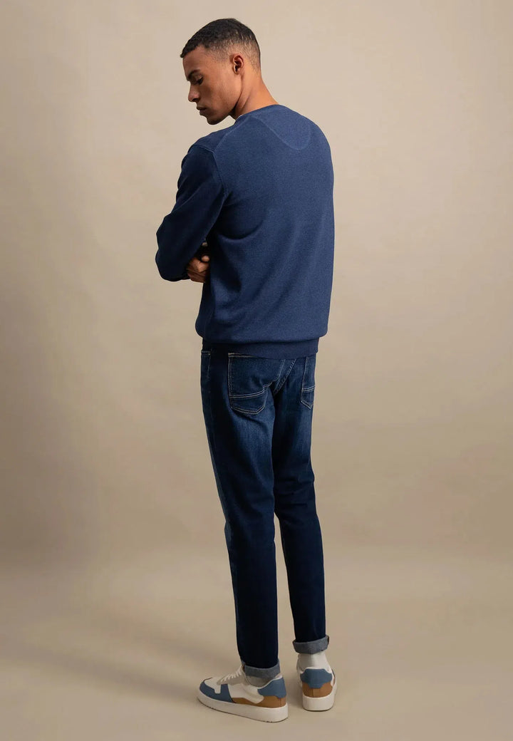 fynch-hatton-Fine Knit V-Neck Cotton Knit Night