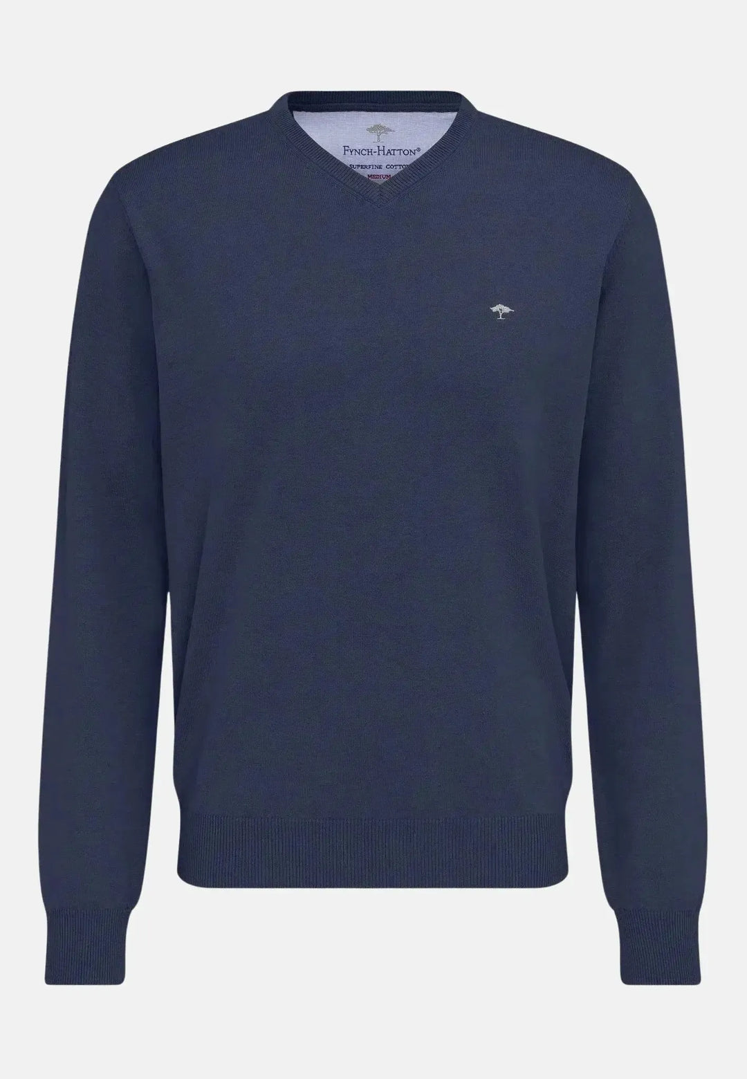 fynch-hatton-Fine Knit V-Neck Cotton Knit Night