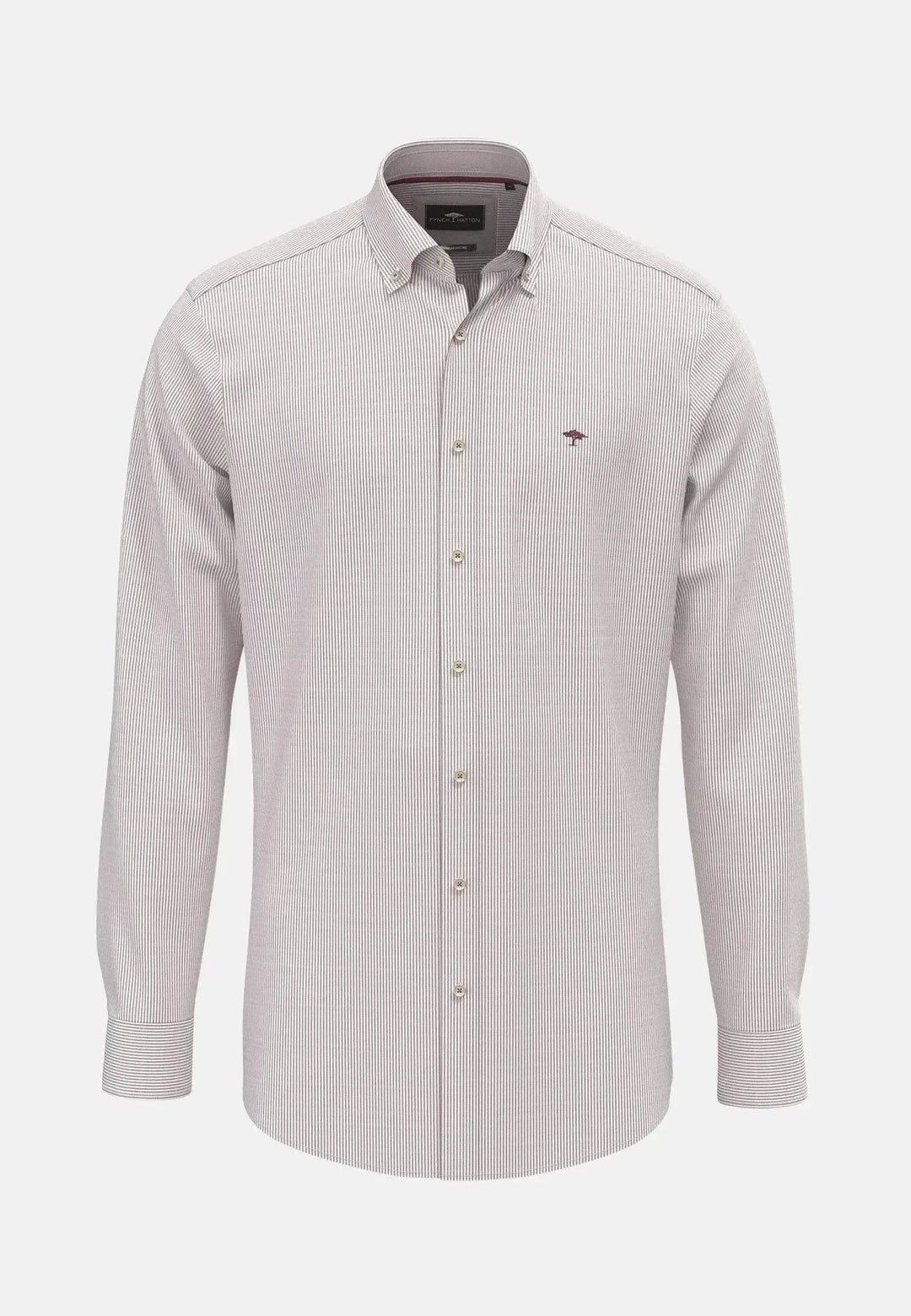 fynch-hatton-Fine Oxford Stripe Button Down Shirt Berry
