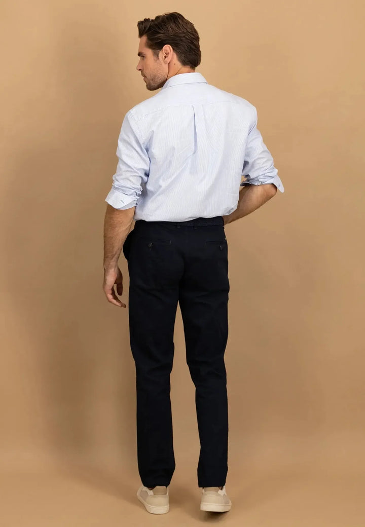 fynch-hatton-Fine Oxford Stripe Button Down Shirt Crystal Blue