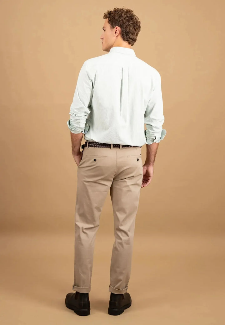 fynch-hatton-Fine Oxford Stripe Button Down Shirt Fern